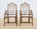 Set of Eight McGuire High Back Rattan Cathedral Dining Chairs