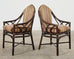 Set of Six McGuire Organic Modern Rattan Cathedral Dining Chairs