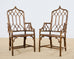 Set of Eight McGuire High Back Rattan Cathedral Dining Chairs