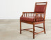 McGuire Organic Modern Rattan Leather Library Armchair