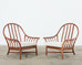 Pair of McGuire Organic Modern Oversized Rattan Lounge Chairs