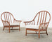 Pair of McGuire Organic Modern Oversized Rattan Lounge Chairs