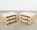 Pair McGuire Cerused Oak Rattan Nightstands End Tables