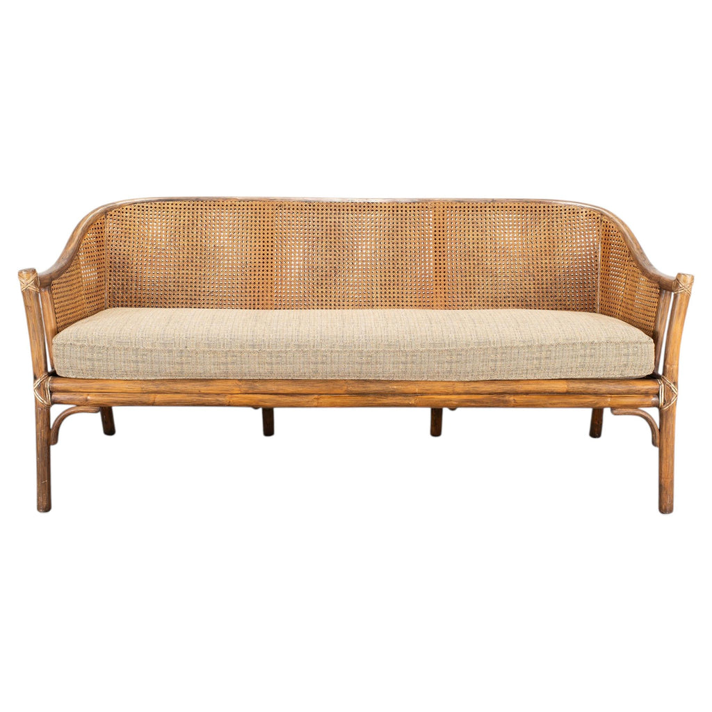 McGuire Organic Modern Rattan Double-Cane Panel Sofa Settee