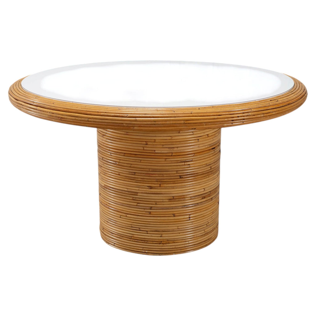 McGuire Organic Modern Rattan Pencil Reed Round Dining Table
