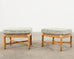 Pair of McGuire Organic Modern Bamboo Rattan Footstool Ottomans