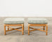 Pair of McGuire Organic Modern Bamboo Rattan Footstool Ottomans