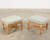 Pair of McGuire Organic Modern Bamboo Rattan Footstool Ottomans