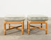 Pair of McGuire Organic Modern Bamboo Rattan Footstool Ottomans