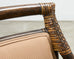 Set of Four McGuire Rattan Target Upholstered Dining Armchairs