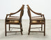 Set of Four McGuire Rattan Target Upholstered Dining Armchairs