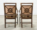 Set of Four McGuire Rattan Target Upholstered Dining Armchairs