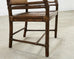 Set of Four McGuire Rattan Target Upholstered Dining Armchairs