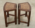 Pair of McGuire Midcentury Oak Demilune Stools