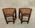 Pair of McGuire Midcentury Oak Demilune Stools