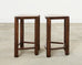 Pair of McGuire Midcentury Oak Demilune Stools
