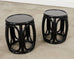 Pair McGuire Lacquered Rattan Taborette Drum Drink Tables