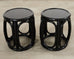 Pair McGuire Lacquered Rattan Taborette Drum Drink Tables