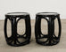 Pair McGuire Lacquered Rattan Taborette Drum Drink Tables
