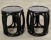 Pair McGuire Lacquered Rattan Taborette Drum Drink Tables