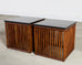 Pair of McGuire Bamboo Cube Granite Top Drinks Tables