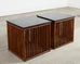 Pair of McGuire Bamboo Cube Granite Top Drinks Tables