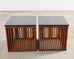 Pair of McGuire Bamboo Cube Granite Top Drinks Tables