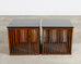 Pair of McGuire Bamboo Cube Granite Top Drinks Tables