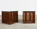 Pair of McGuire Bamboo Cube Granite Top Drinks Tables