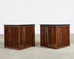 Pair of McGuire Bamboo Cube Granite Top Drinks Tables