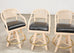 Set of Four McGuire Rattan Leather Swivel Bar Stools