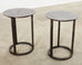 Pair of Industrial Style Bronzed Iron Round Drinks Table