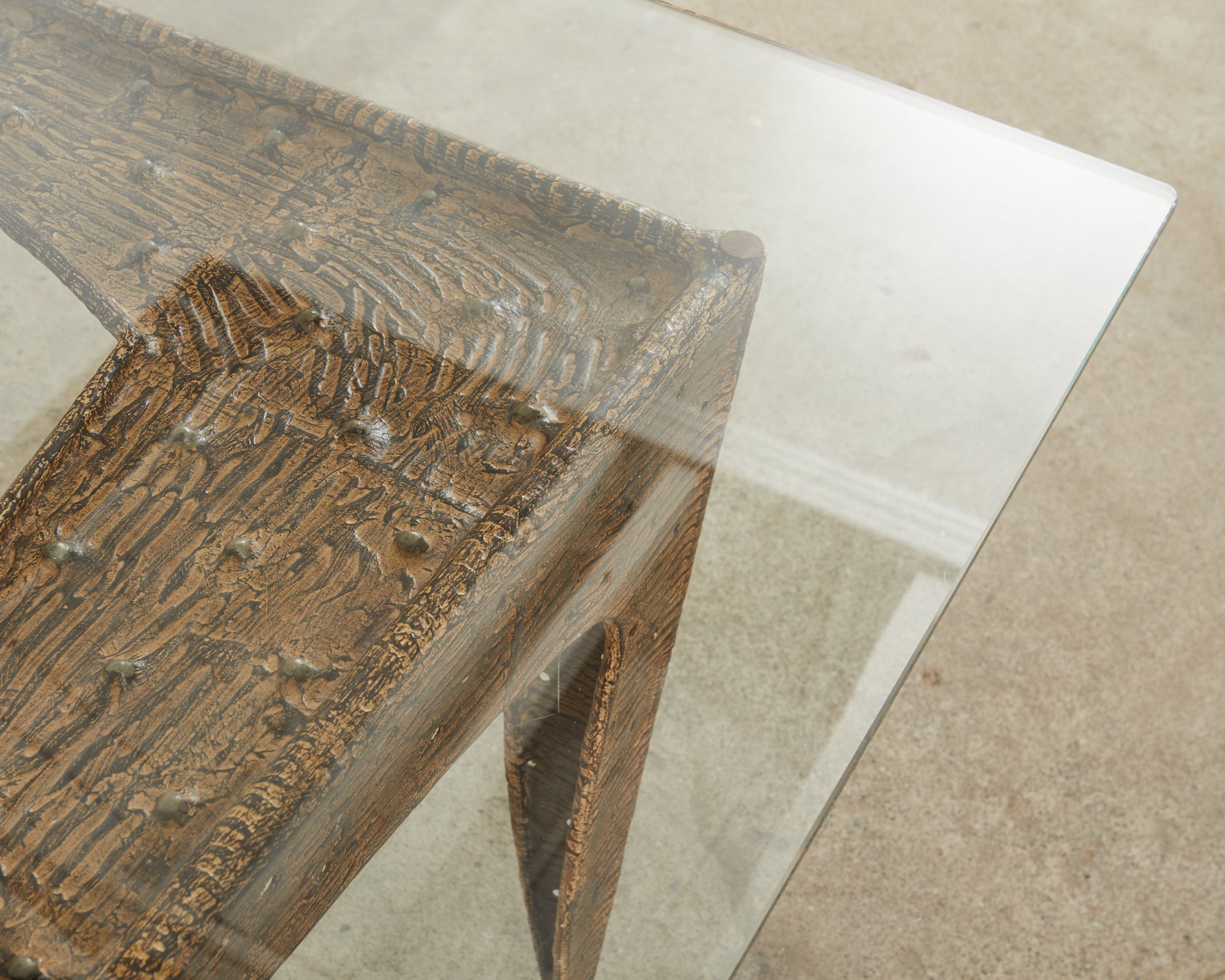 Post Modern Textured Steel Glass Top Dining Table – Erin Lane Estate