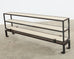 Industrial Style Iron Faux Parchment Leather Console Table