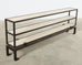 Industrial Style Iron Faux Parchment Leather Console Table