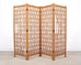 Mid-Century Four-Panel Teak Geometric Screen or Room Divider