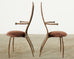 Set of Six Post Modern Textured Steel Dining Armchairs