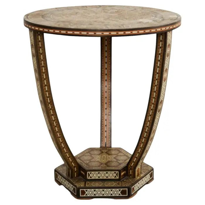 Moorish Syrian Bone Inlay Three Leg Drink Table