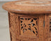 Moorish Style Carved Teak Inlaid Round Tabouret Drink Table
