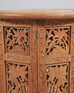 Moorish Style Carved Teak Inlaid Round Tabouret Drink Table
