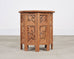Moorish Style Carved Teak Inlaid Round Tabouret Drink Table
