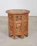 Moorish Style Carved Teak Inlaid Round Tabouret Drink Table