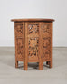 Moorish Style Carved Teak Inlaid Round Tabouret Drink Table