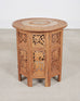 Moorish Style Carved Teak Inlaid Round Tabouret Drink Table