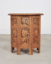 Moorish Style Carved Teak Inlaid Round Tabouret Drink Table