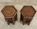 Pair of Moorish Middle Eastern Hexagonal Polychrome Drink Tables