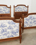 Pair of Louis XVI Style Walnut Carved Beds with Toile