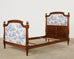 Pair of Louis XVI Style Walnut Carved Beds with Toile