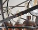 Orbital Atomic Age Iron and Copper Chandelier by Jefferson Mack