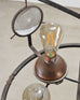 Orbital Atomic Age Iron and Copper Chandelier by Jefferson Mack